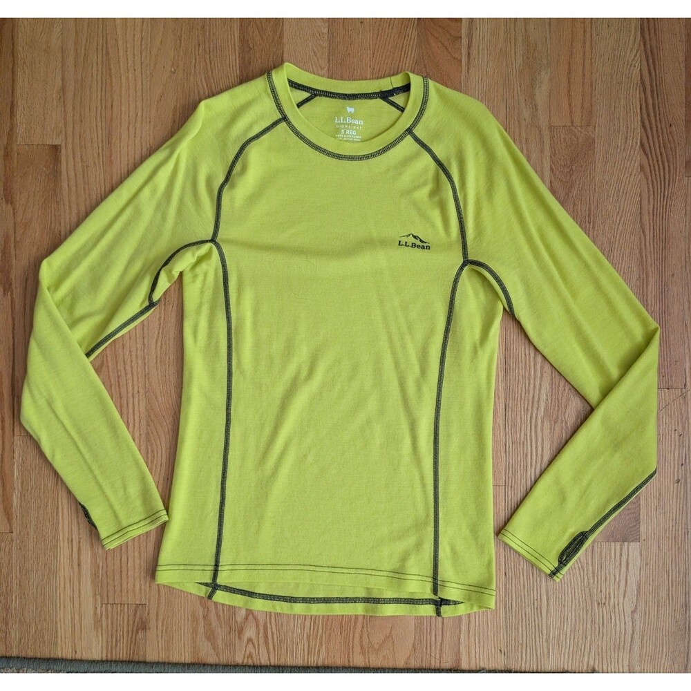 LL Bean Shirt Mens Small Cresta Wool Midweight 250 Crew Top Base Layer Outdoor